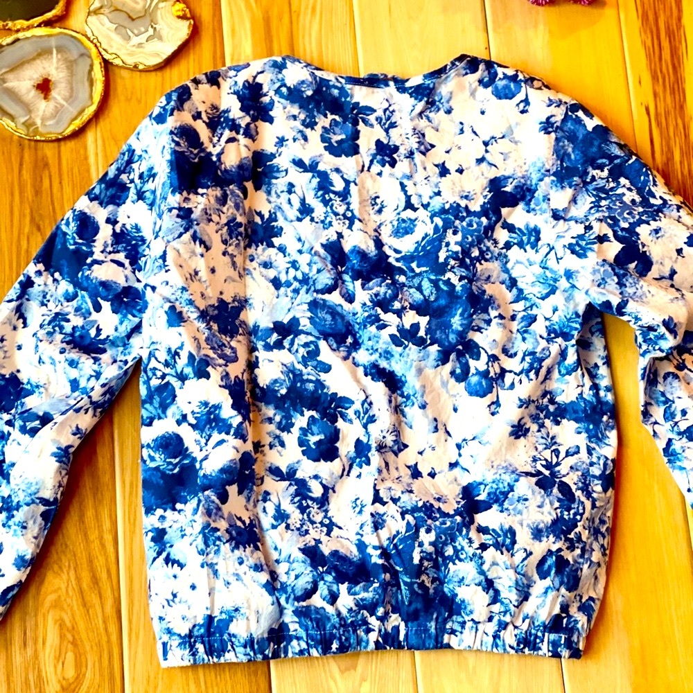 NWOT-Sienna&Bellini Blue/White Floral BomberJacket - Picture 8 of 8